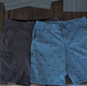 Blue Fish Print Shorts